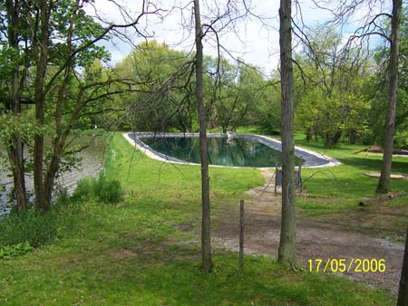 View of pool from porch